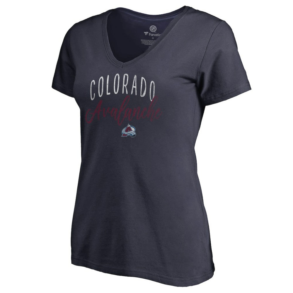 Colorado Avalanche Women's Graceful V-Neck T-Shirt - Navy | NHL Lifestyle