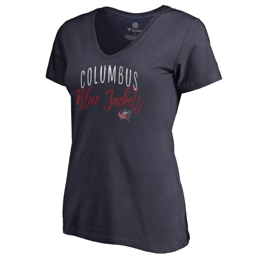Columbus Blue Jackets Women's Graceful V-Neck T-Shirt - Navy | NHL on sale