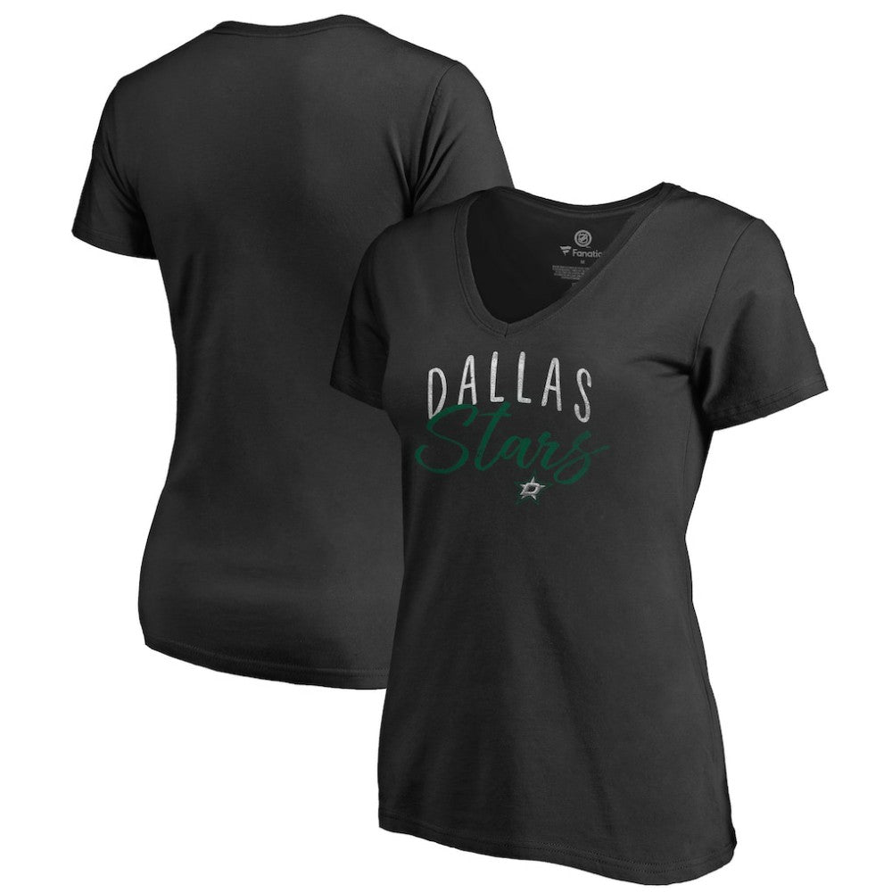 Dallas Stars Women's Graceful V-Neck T-Shirt - Black | NHL Lifestyle