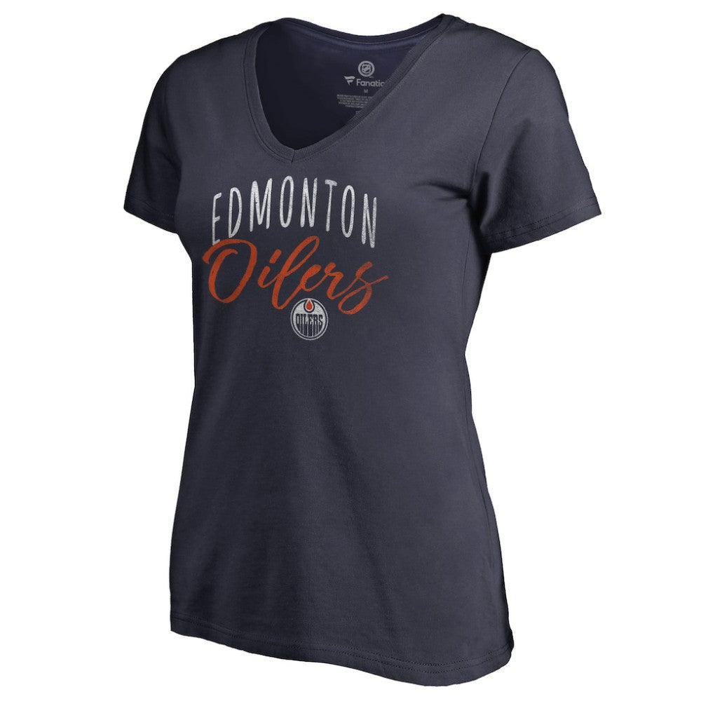 Edmonton Oilers Women's Graceful V-Neck T-Shirt - Navy | NHL online