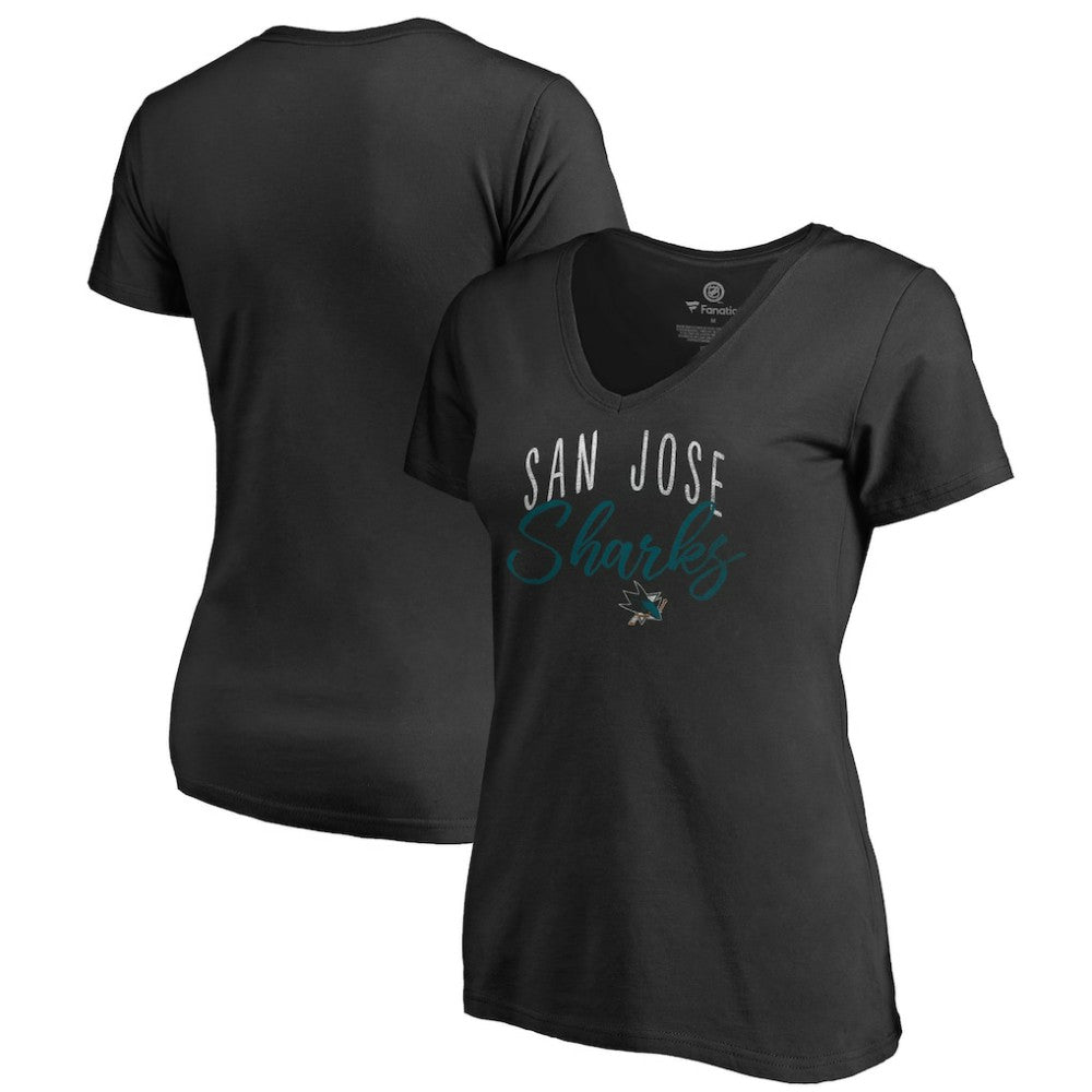 San Jose Sharks Women's Graceful V-Neck T-Shirt - Black | NHL on sale