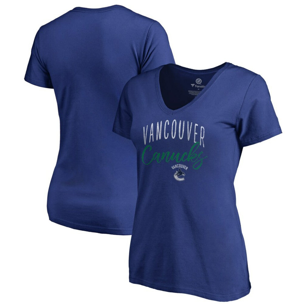 Vancouver Canucks Women's Graceful V-Neck T-Shirt - Blue | NHL online