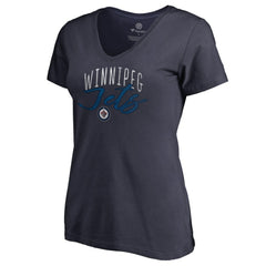 Winnipeg Jets Women's Graceful V-Neck T-Shirt - Navy | NHL on sale