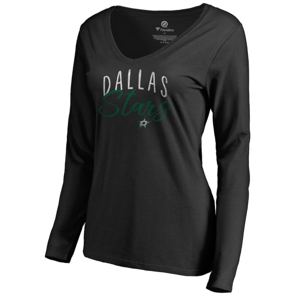 Dallas Stars Women's Graceful Long Sleeve V-Neck T-Shirt - Black | NHL sale