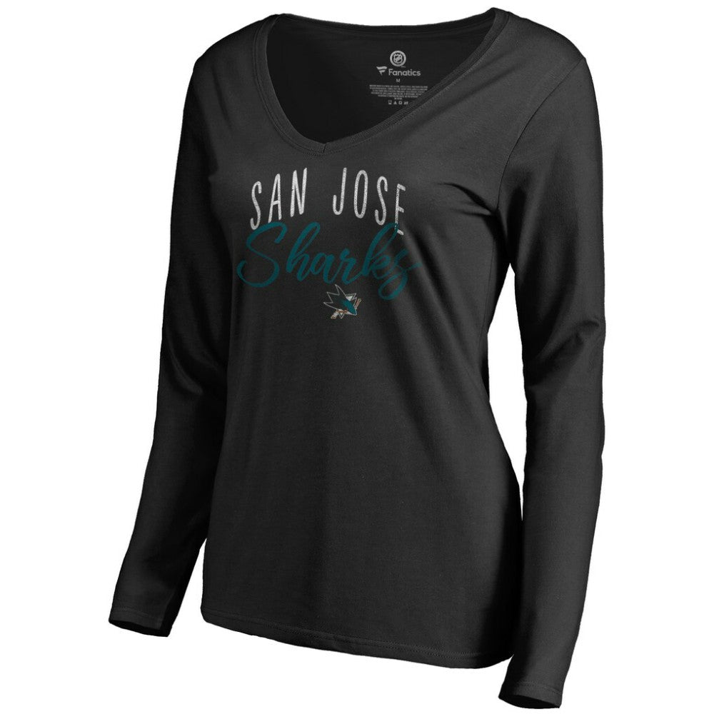 San Jose Sharks Women's Graceful Long Sleeve V-Neck T-Shirt - Black | NHL on sale