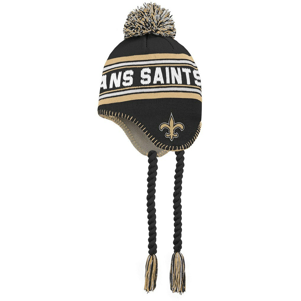New Orleans Saints Preschool Jacquard Tassel Knit Hat with Pom - Black/Gold - NFL