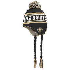 New Orleans Saints Preschool Jacquard Tassel Knit Hat with Pom - Black/Gold - NFL