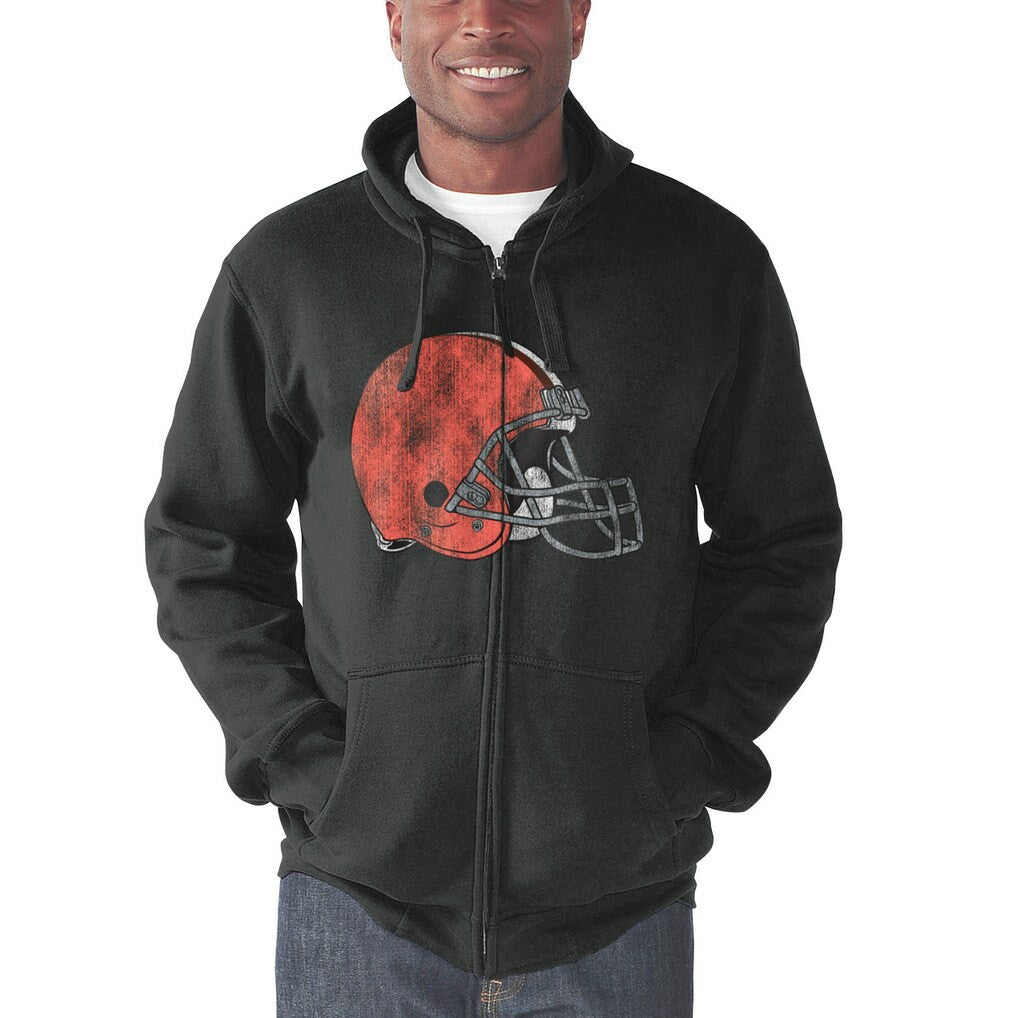 Cleveland Browns G-III Sports by Carl Banks Primary Logo Full-Zip Hoodie - Charcoal - NFL
