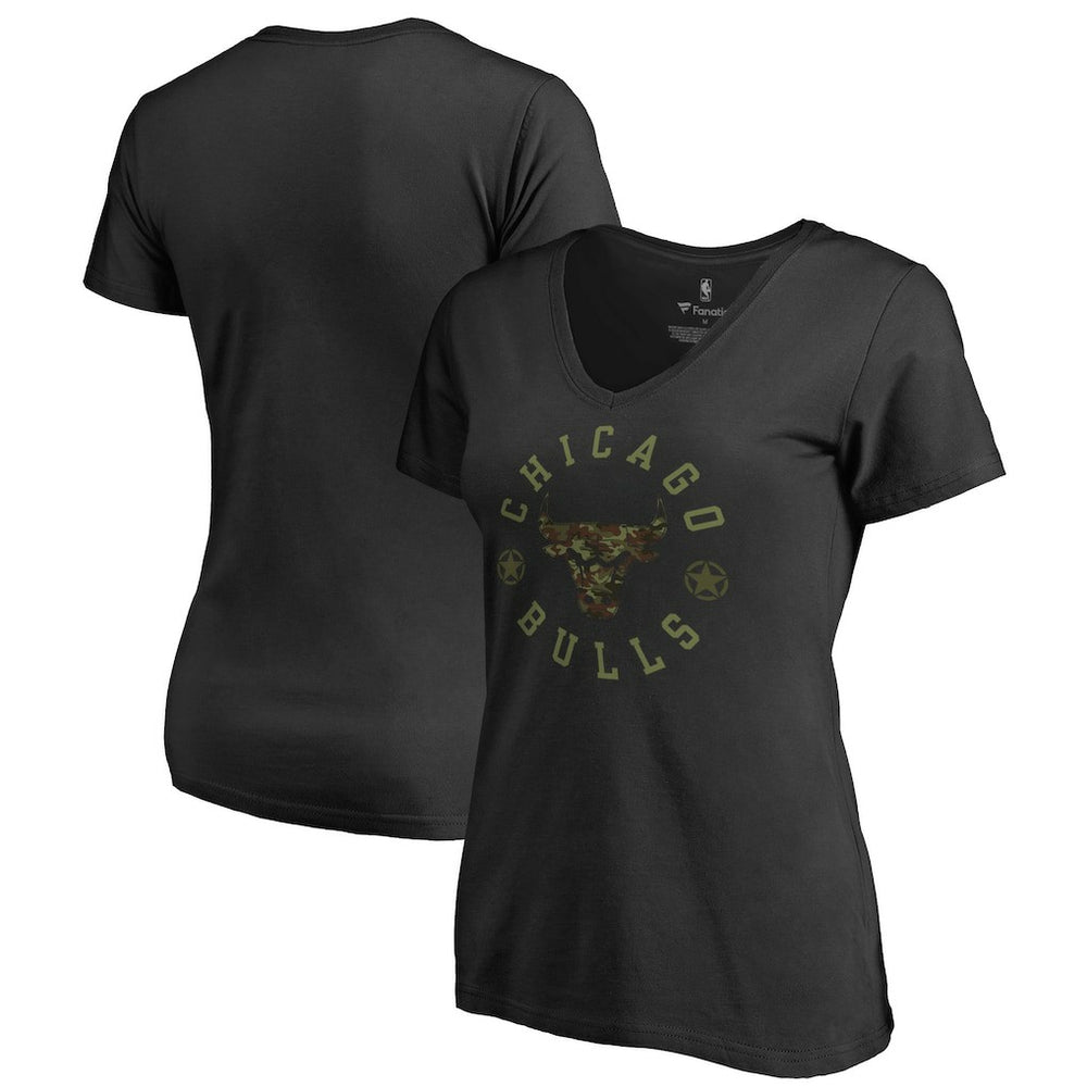Chicago Bulls Women's Liberty V-Neck T-Shirt Black