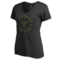 Chicago Bulls Women's Liberty V-Neck T-Shirt Black