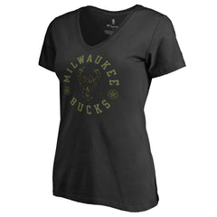 Milwaukee Bucks Women's Liberty V-Neck T-Shirt Black