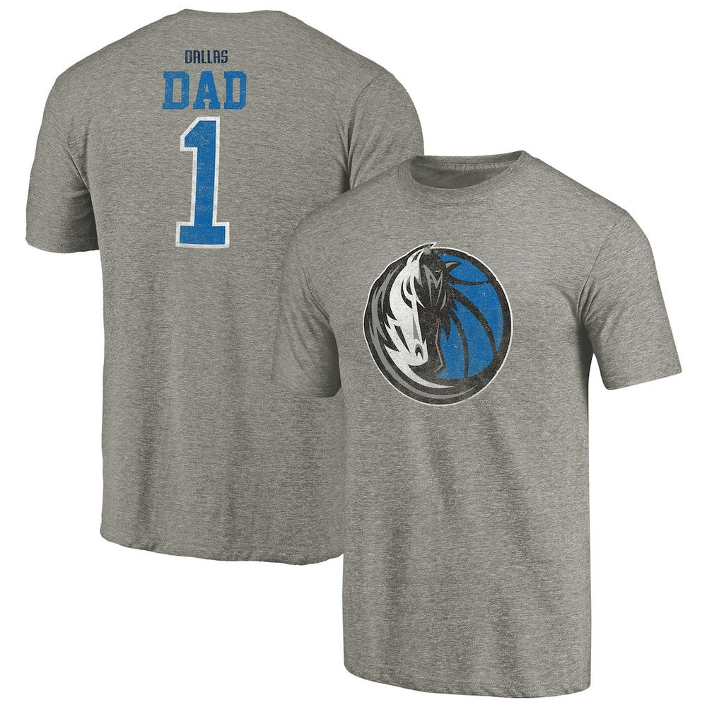 Dallas Mavericks Greatest Dad Tri-Blend T-Shirt Gray