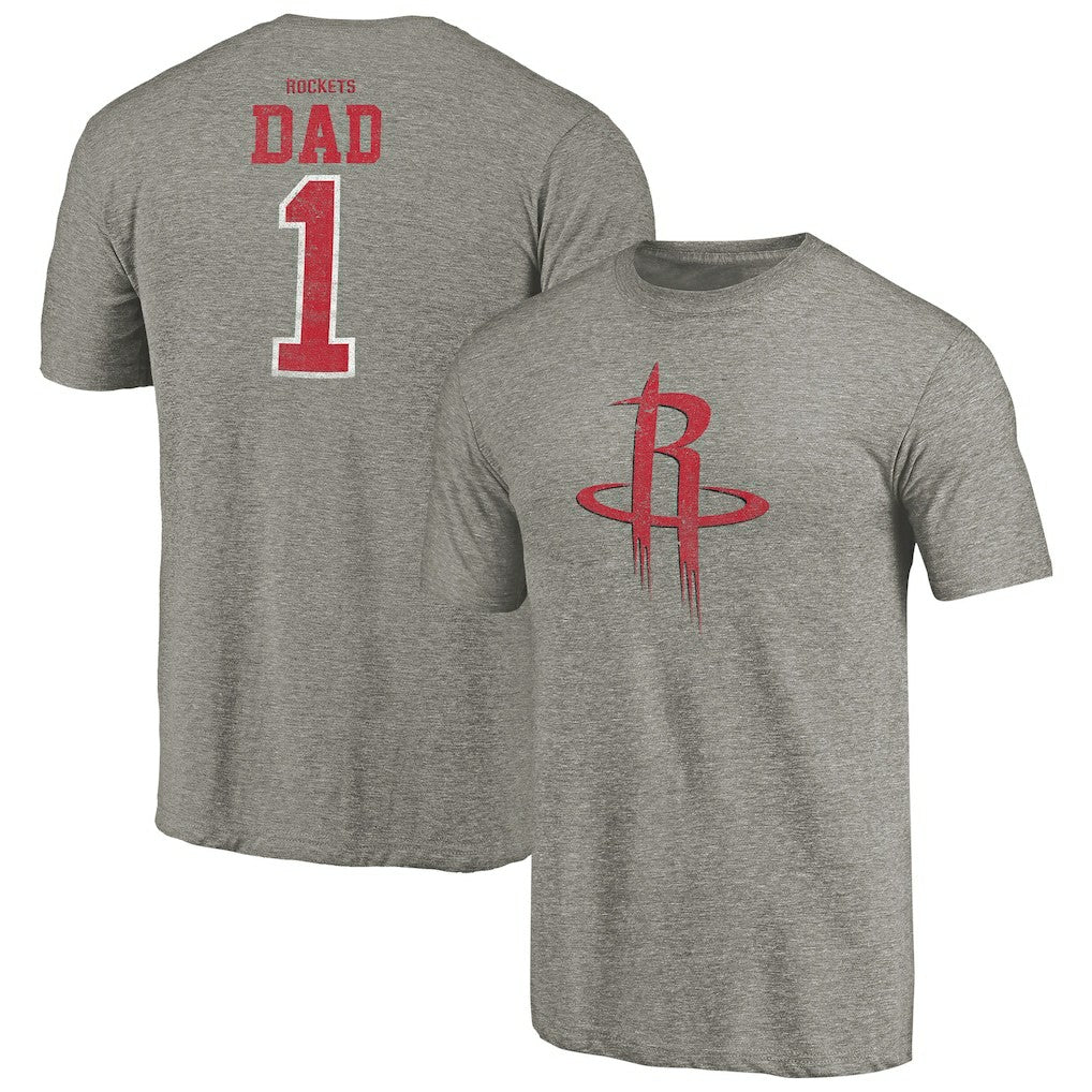 Houston Rockets Greatest Dad Tri-Blend T-Shirt Gray