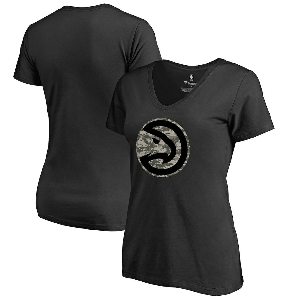 Atlanta Hawks Women's Cloak Camo V-Neck T-Shirt Black