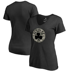 Boston Celtics Women's Cloak Camo V-Neck T-Shirt Black
