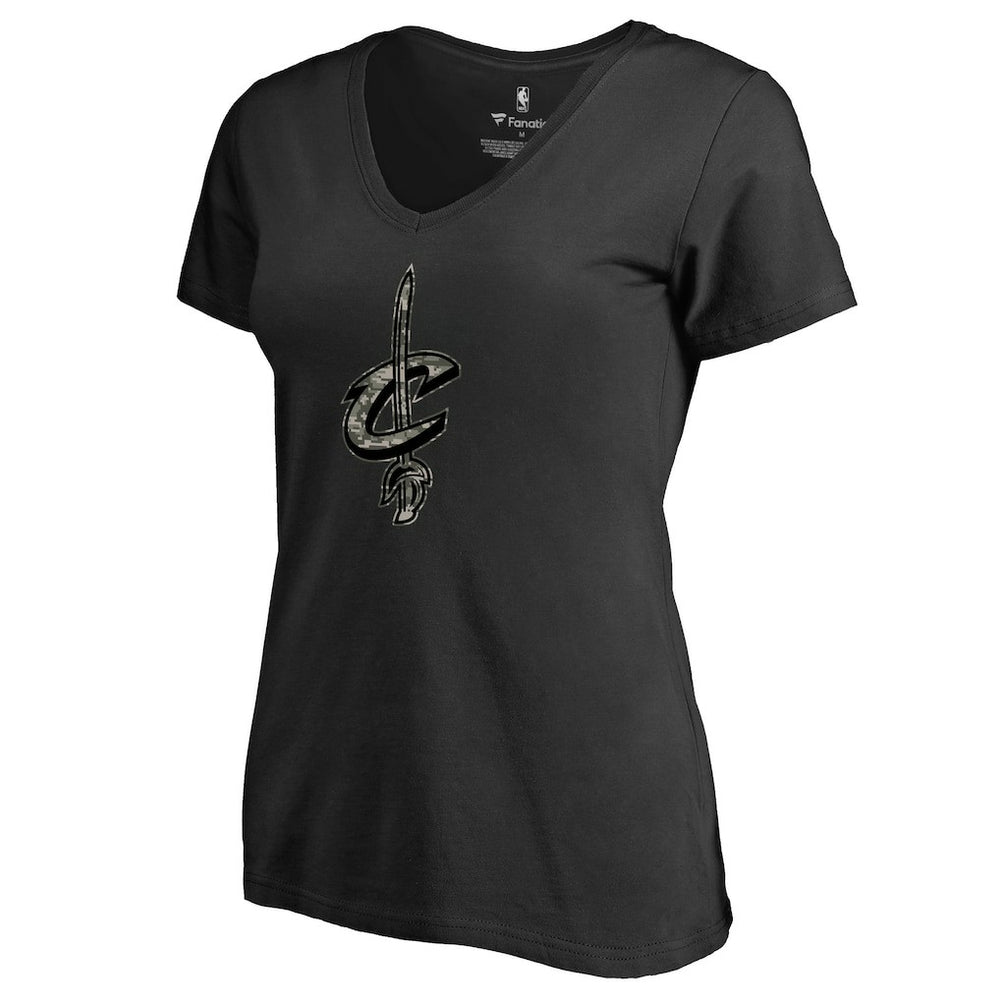 Cleveland Cavaliers Women's Cloak Camo V-Neck T-Shirt Black