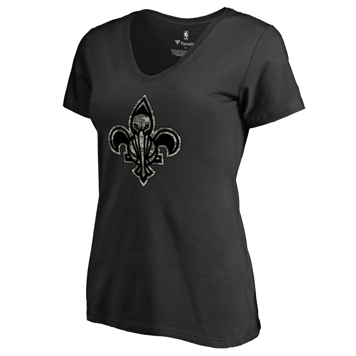 New Orleans Pelicans Women's Cloak Camo V-Neck T-Shirt Black