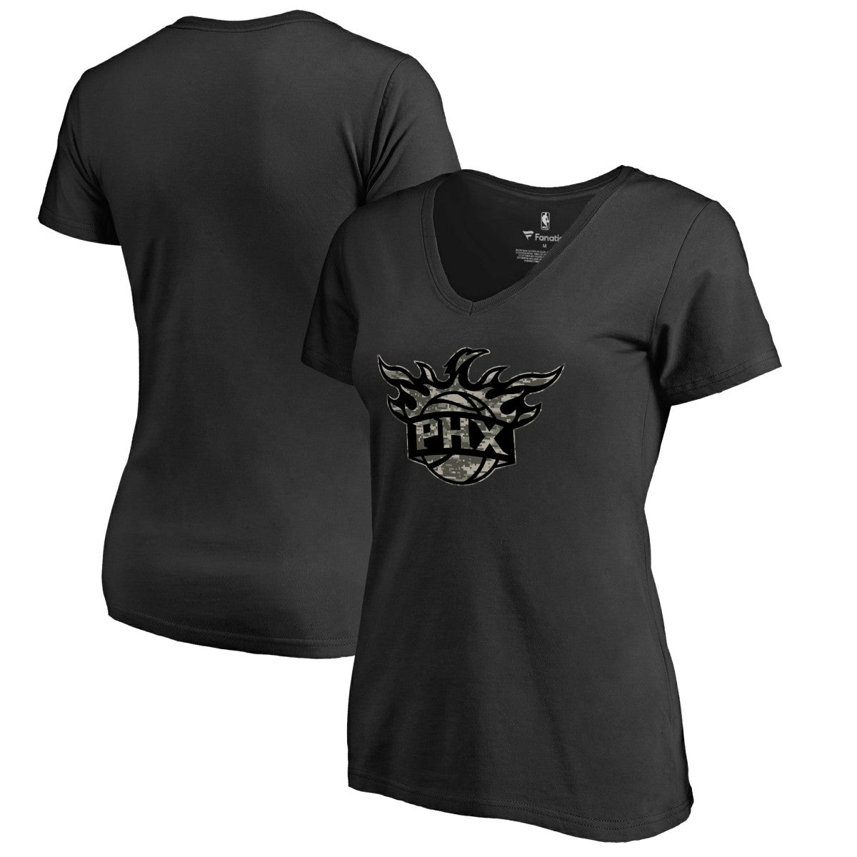 Phoenix Suns Women's Cloak Camo V-Neck T-Shirt Black