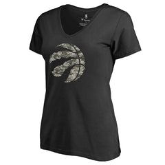 Toronto Raptors Women's Cloak Camo V-Neck T-Shirt Black