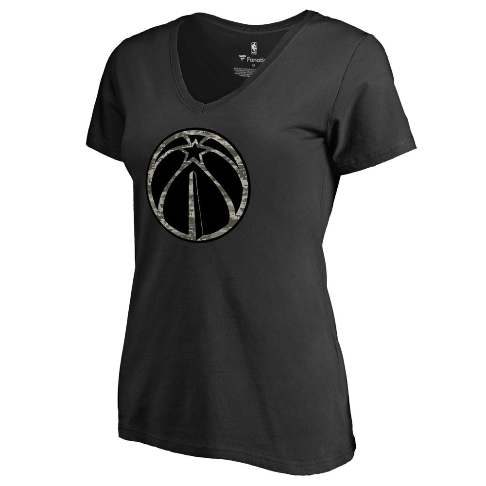 Washington Wizards Women's Cloak Camo V-Neck T-Shirt Black