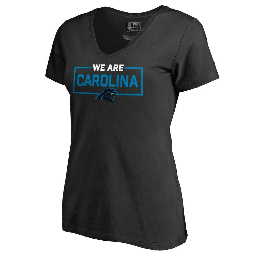 Carolina Panthers Women's We Are Icon V-Neck T-Shirt - Black - NFL