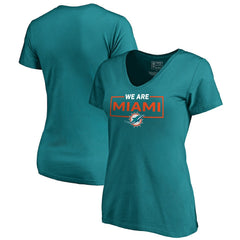 Miami Dolphins Women's We Are Icon V-Neck T-Shirt - Aqua - NFL