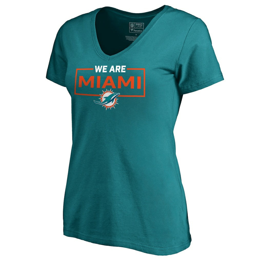 Miami Dolphins Women's We Are Icon V-Neck T-Shirt - Aqua - NFL