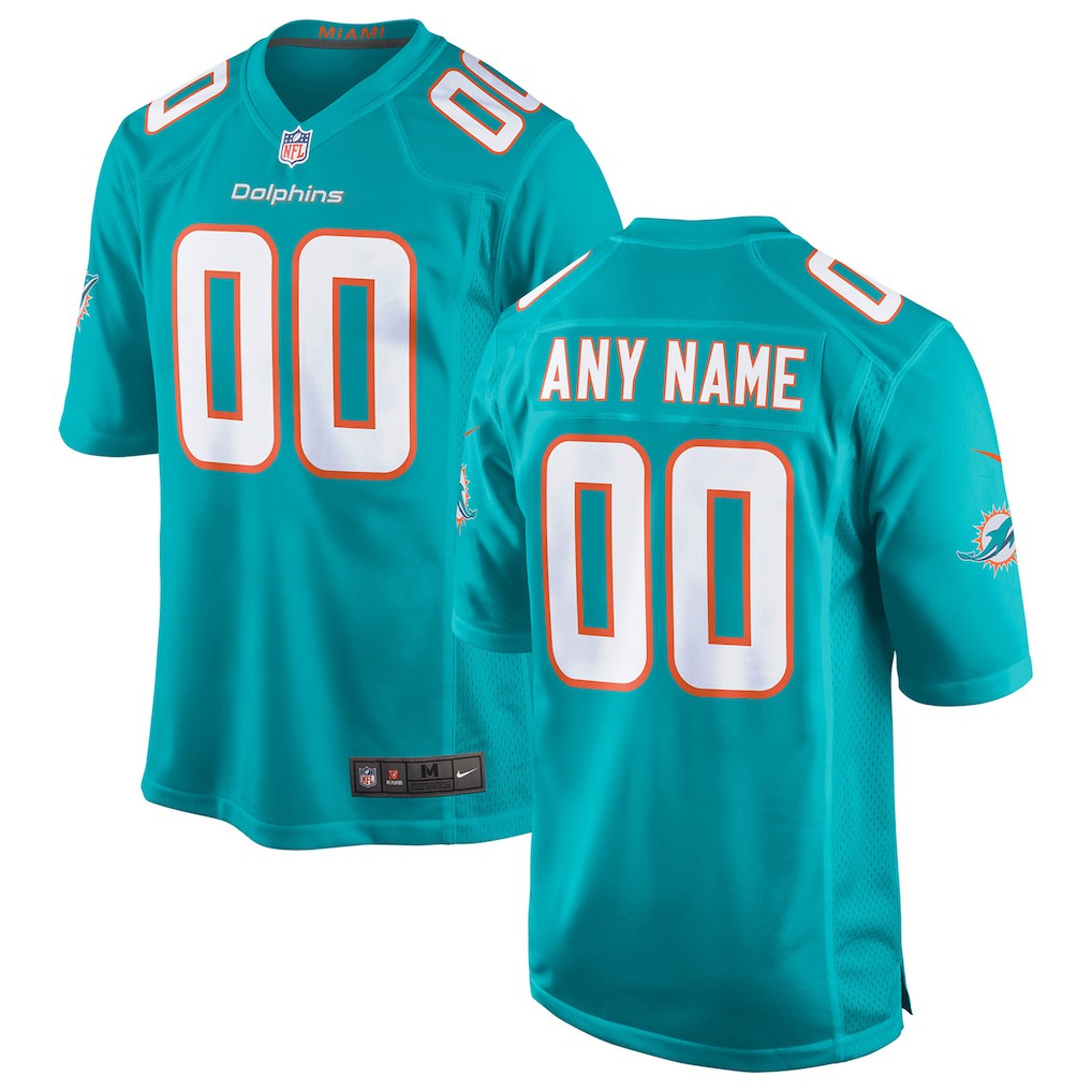 Miami Dolphins Youth Custom Game Jersey - Aqua - Nike