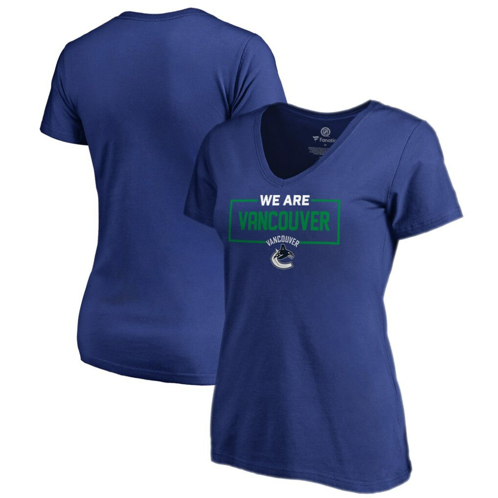 Vancouver Canucks Women's Iconic Collection V-Neck T-Shirt - Blue | NHL near me