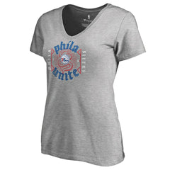 Philadelphia 76ers Women's Hometown Collection Unite V-Neck T-Shirt Heather Gray