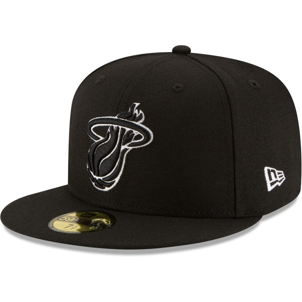 New Era Miami Heat Black & White Logo 59FIFTY Fitted Hat Black