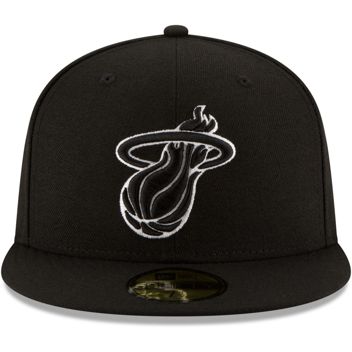 New Era Miami Heat Black & White Logo 59FIFTY Fitted Hat Black
