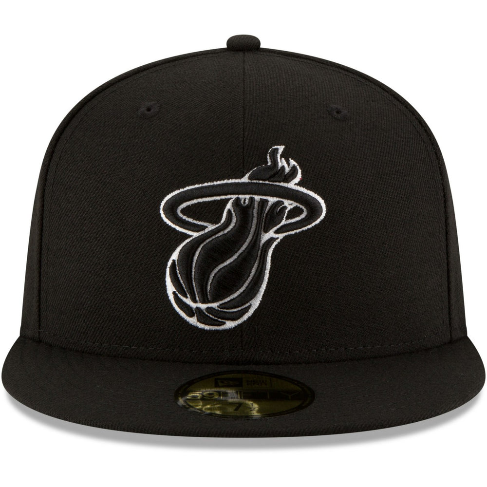 New Era Miami Heat Black & White Logo 59FIFTY Fitted Hat Black
