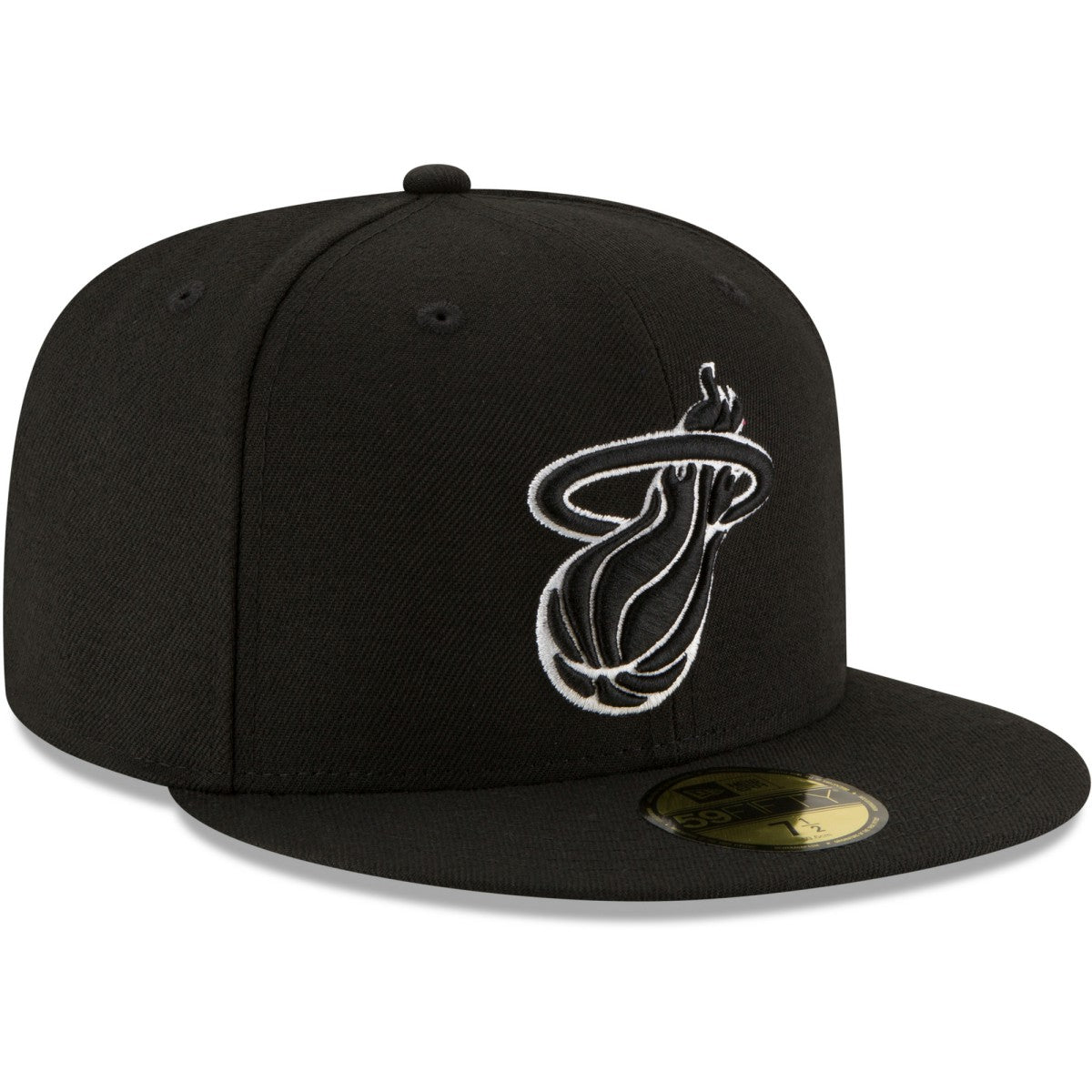 New Era Miami Heat Black & White Logo 59FIFTY Fitted Hat Black