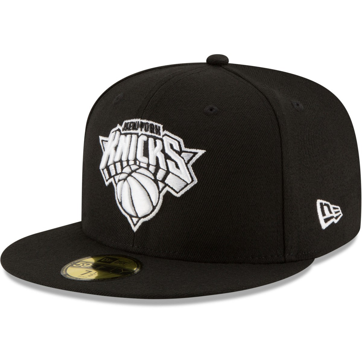 New Era New York Knicks Black & White Logo 59FIFTY Fitted Hat Black