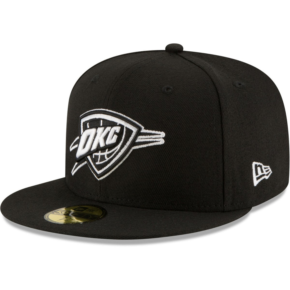 New Era Oklahoma City Thunder Black & White Logo 59FIFTY Fitted Hat Black
