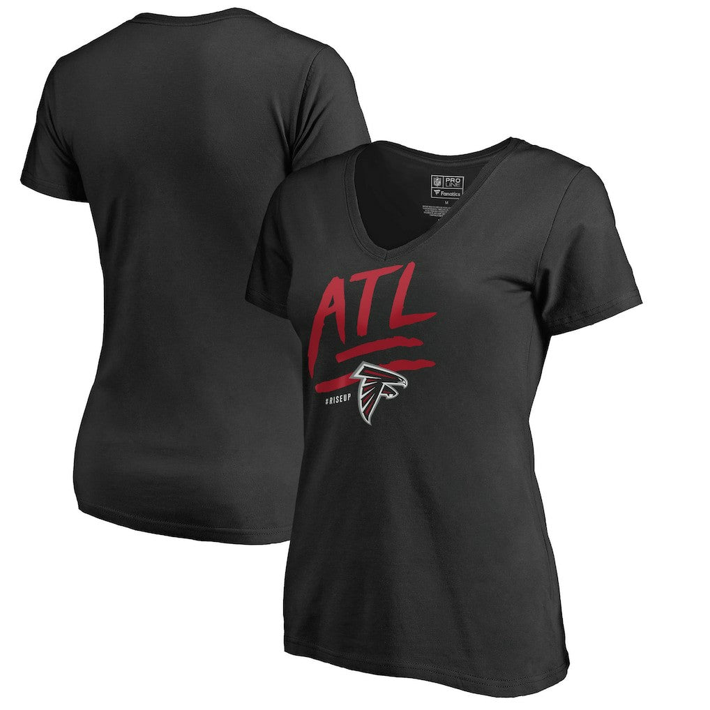 Atlanta Falcons Women's Rise Up V-Neck T-Shirt - Black - NFL