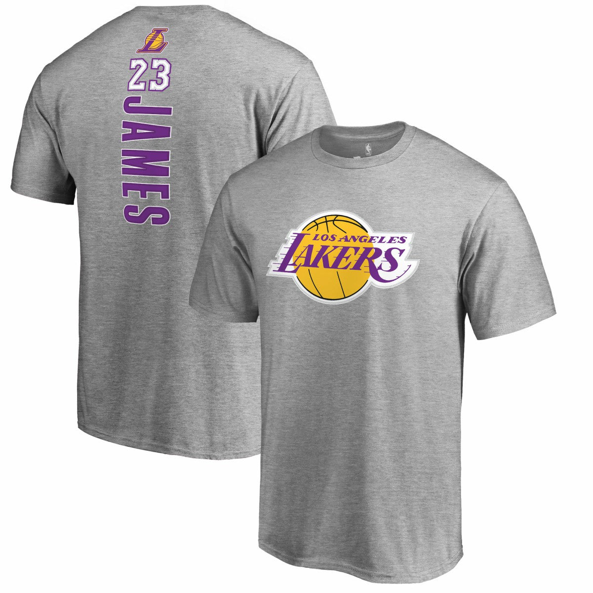 LeBron James Los Angeles Lakers Backer Name & Number T-Shirt Heather Gray