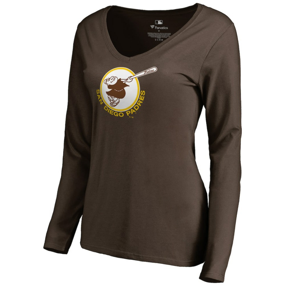 San Diego Padres Women's Cooperstown Collection Forbes Long Sleeve V-Neck T-Shirt Discount