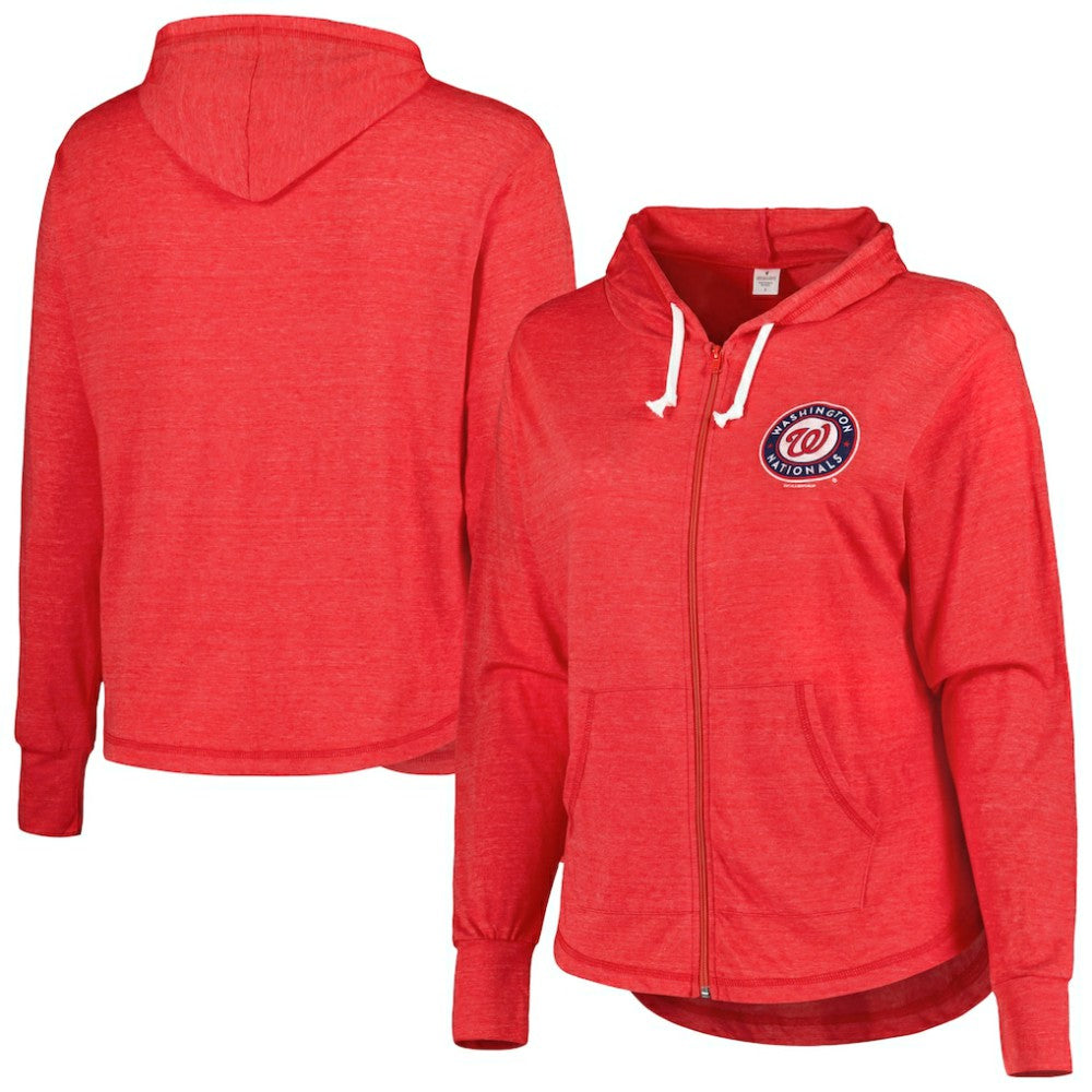 Washington Nationals Soft as a Grape Women's Plus Size Full-Zip Lightweight Hoodie Top Sale