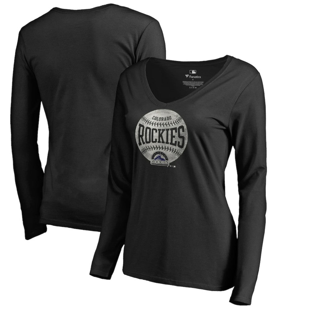 Colorado Rockies Women's Cooperstown Collection Slider Long Sleeve V-Neck T-Shirt Discount