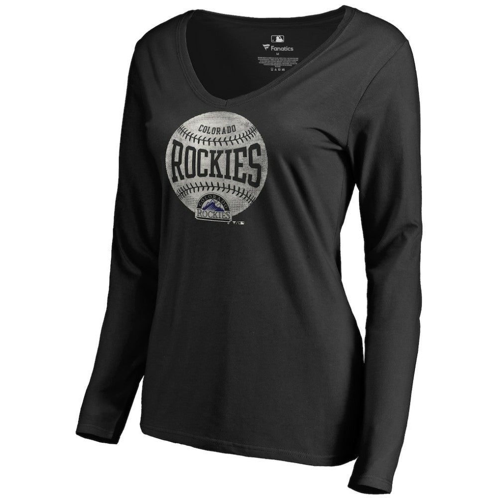 Colorado Rockies Women's Cooperstown Collection Slider Long Sleeve V-Neck T-Shirt Discount