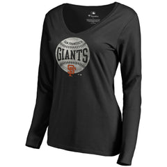 San Francisco Giants Women's Cooperstown Collection Slider Long Sleeve V-Neck T-Shirt Outlet
