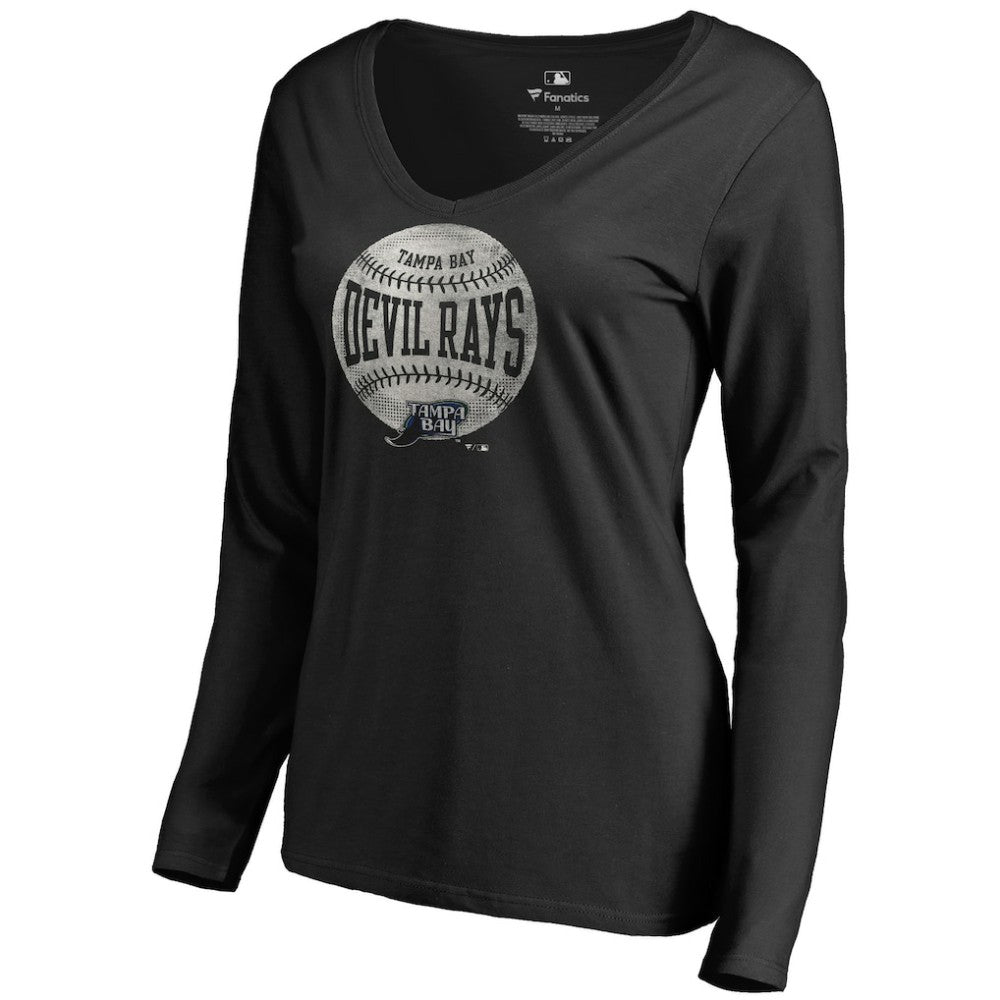 Tampa Bay Rays Women's Cooperstown Collection Slider Long Sleeve V-Neck T-Shirt Discount