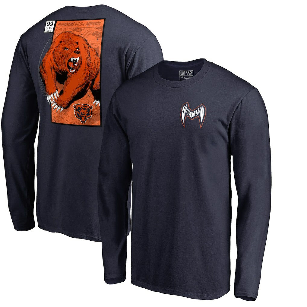 Chicago Bears Midway Monster Long Sleeve T-Shirt - Navy - NFL
