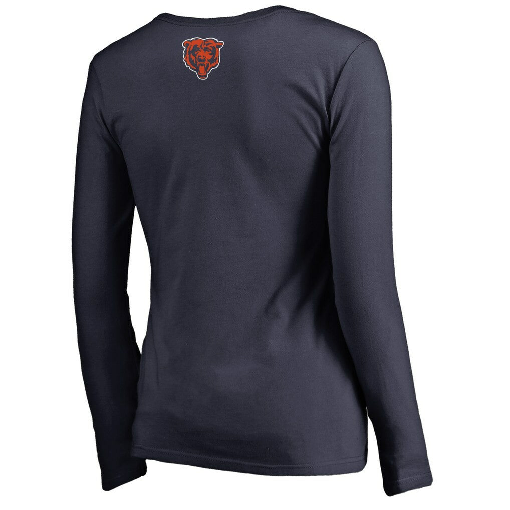 Chicago Bears Women's Monsters Long Sleeve V-Neck T-Shirt - Navy - NFL