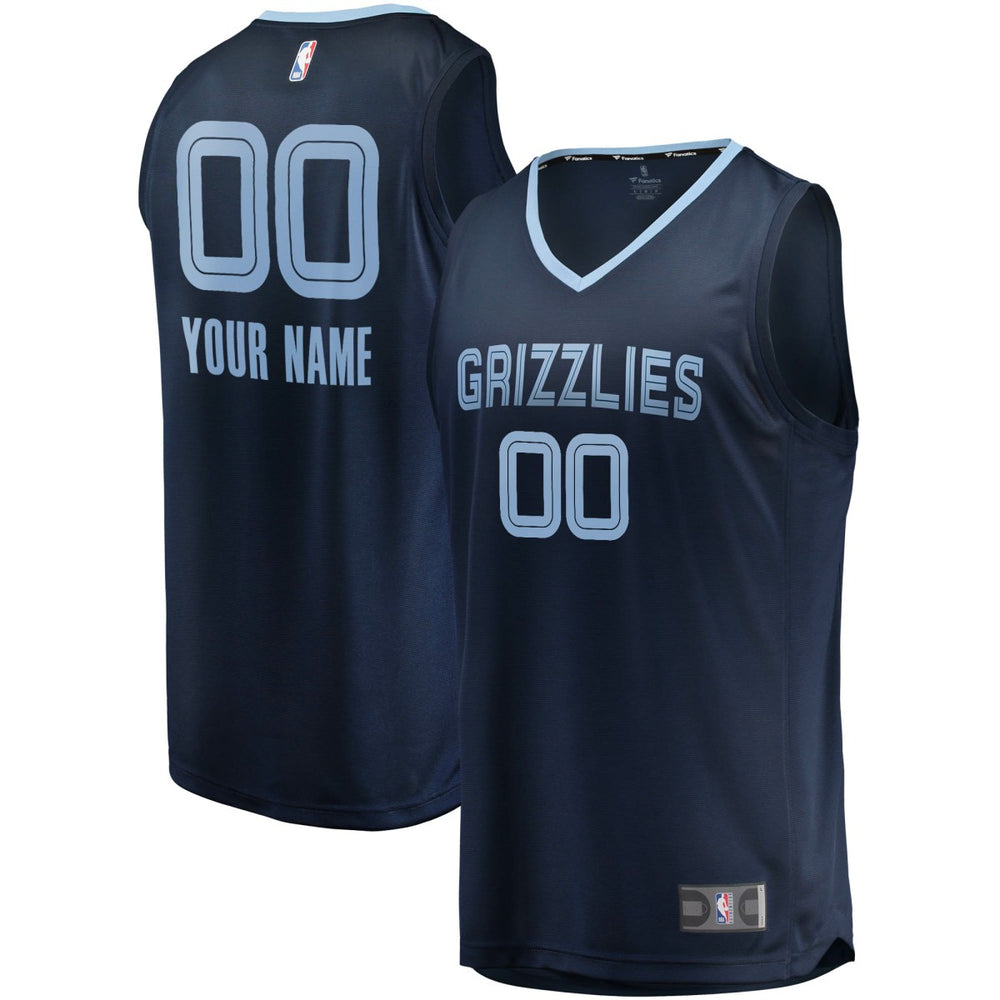 Fanatics Memphis Grizzlies Fast Break Custom Replica Jersey Navy Icon Edition