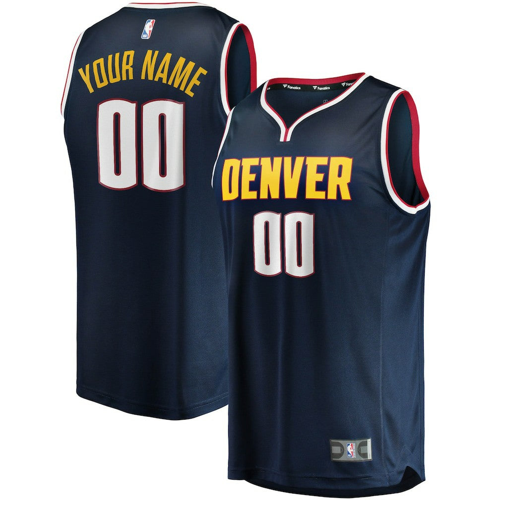 Fanatics Denver Nuggets Youth Fast Break Custom Replica Jersey Navy Icon Edition