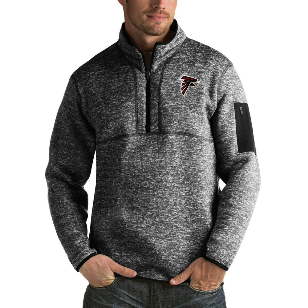 Atlanta Falcons Antigua Fortune Big & Tall Quarter-Zip Pullover Jacket - Heather Black - NFL