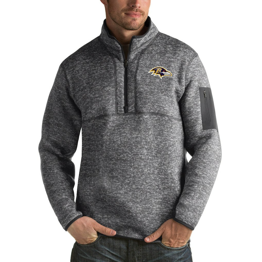 Baltimore Ravens Antigua Fortune Big & Tall Quarter-Zip Pullover Jacket - Charcoal - NFL